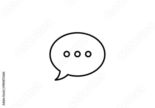 Chat bubble icon with three dots for messaging and conversation, minimalist line style