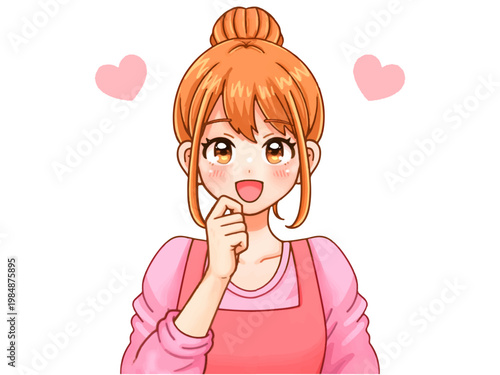 	微笑む主婦のアニメ系イラスト素材