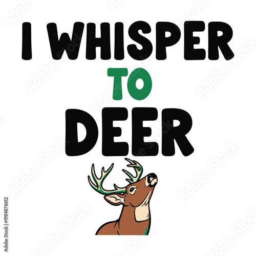 A deer with large antlers looking up at a whispering voice design
