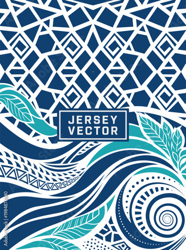 Polynesian Abstract Geometric Pattern and ocean vibes Sports Jersey Design, Jersey Apparel Vector.