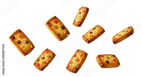 Delicious homemade pastries with dried fruit and nuts, perfect for food blogs, bakery menus, or healthy snack promotions.