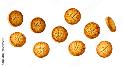 A group of cookies on a transparent background, perfect for baking or food-related marketing and advertising materials.
