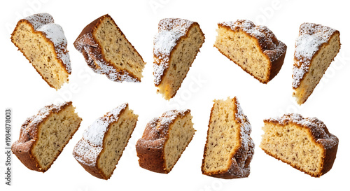 High-quality image of sliced homemade cookies with powdered sugar, ideal for recipes, baking ads, and food blogs.