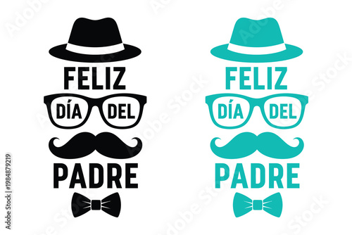 Happy father's day stylish hats glasses mustaches festive celebration design