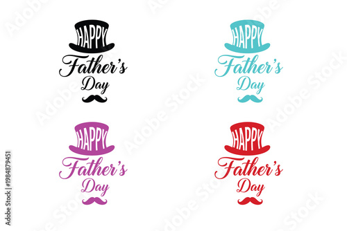 Happy father's day stylish hat mustache designs for celebrating dad