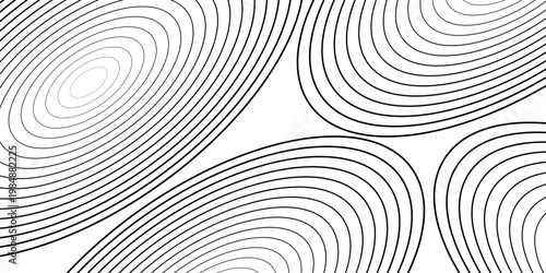 Abstract black swirl ellipse with dynamic motion lines on white background. Geometric spiral ring with speed effect.