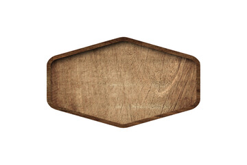 Wooden dark plate, isolated on white background