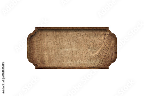 Принти на полотні Wooden dark plate, isolated on white background