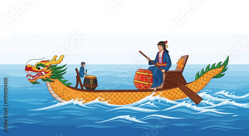 A boy on a summer vacation enjoys fishing for tropical fish in the turquoise ocean water from a kayak near a sunny beach wave