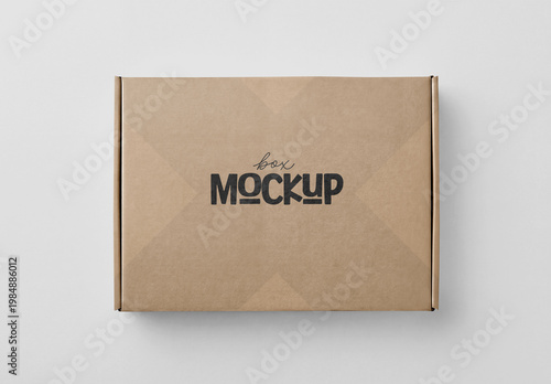 Kraft Cardboard Box Packaging Mockup with Editable Background and Top View