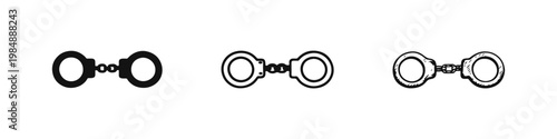 Police Handcuffs Law Enforcement and Justice Icon Set