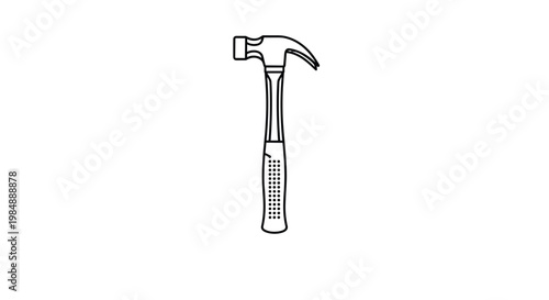 Classic black and white line drawing of a claw hammer a versatile tool for construction diy and maintenance projects.