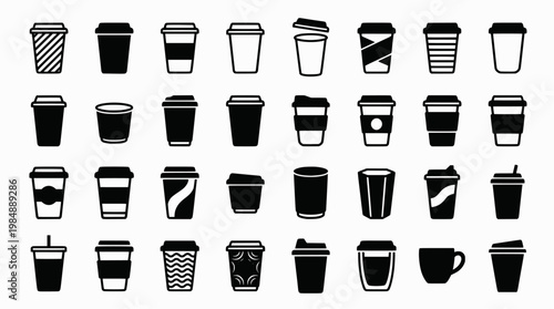 Beer Logo Icons. Beer. Icon set. Set Logo of Beer: Beer Pong Cup. harmonious logo variations of the same emblematic concept, each with different artistic