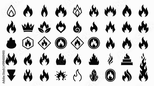 Collection of flame icons in various styles and designs
