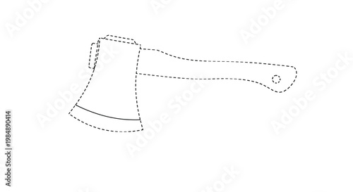 Hand axe illustration with dashed outlines designed for educational tracing activities or simple coloring for children.