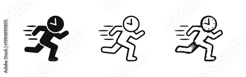 Foto Time Management Concept Illustration with Running Clock Head Character