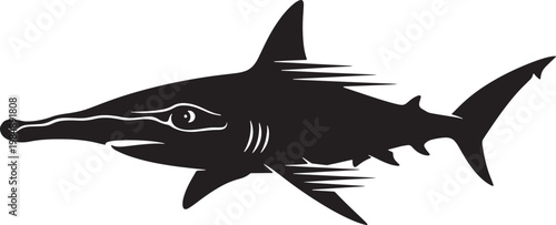 Hammerhead Shark Silhouette Vector Icon, Stylized Ocean Predator Design