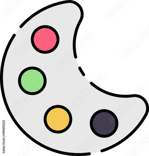 Artist's Palette with Colorful Paint Dots, Illustrating Creativity and Art Supplies