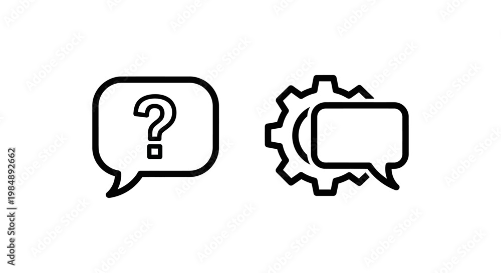 Fototapeta premium Question mark and support hub icons with question assistance information communication mechanical solution customer feedback platform background questionmark