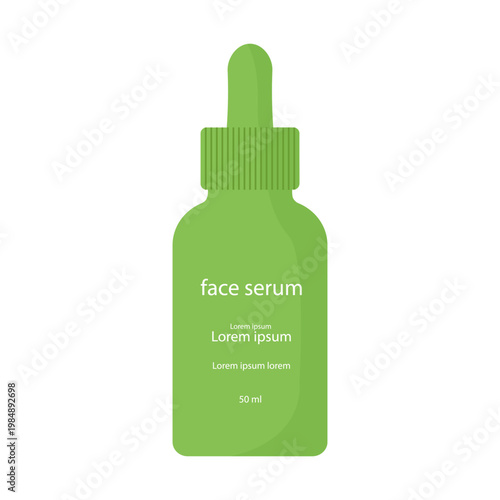 Green serum bottle with dropper cap