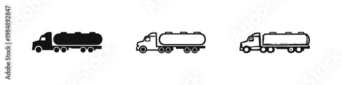 Tanker Truck Icons Set - Flat, Outline, and Hand-Drawn Styles