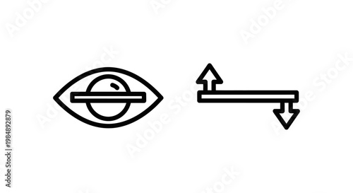 Technical line icons for exposure threshold and threshold limit showing an eye graphic with a level bar and adjustment arrows exposure threshold parameter boundary analysis technical monitoring