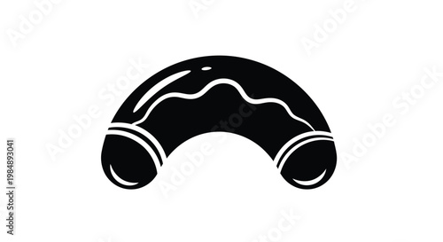 A black and white illustration of a ski goggle lens  eye protection gear