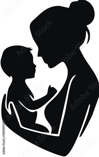 Mother and baby silhouette illustration for family themes, for mother's day celebration
