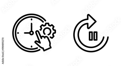 Timer trigger and delay action icons for workflow automation and task scheduling process management with settings automation schedule management workflow business technology software planning