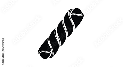 Black and white illustration of a twisted baguette bread loaf