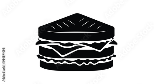 Black silhouette of a hamburger on a white background