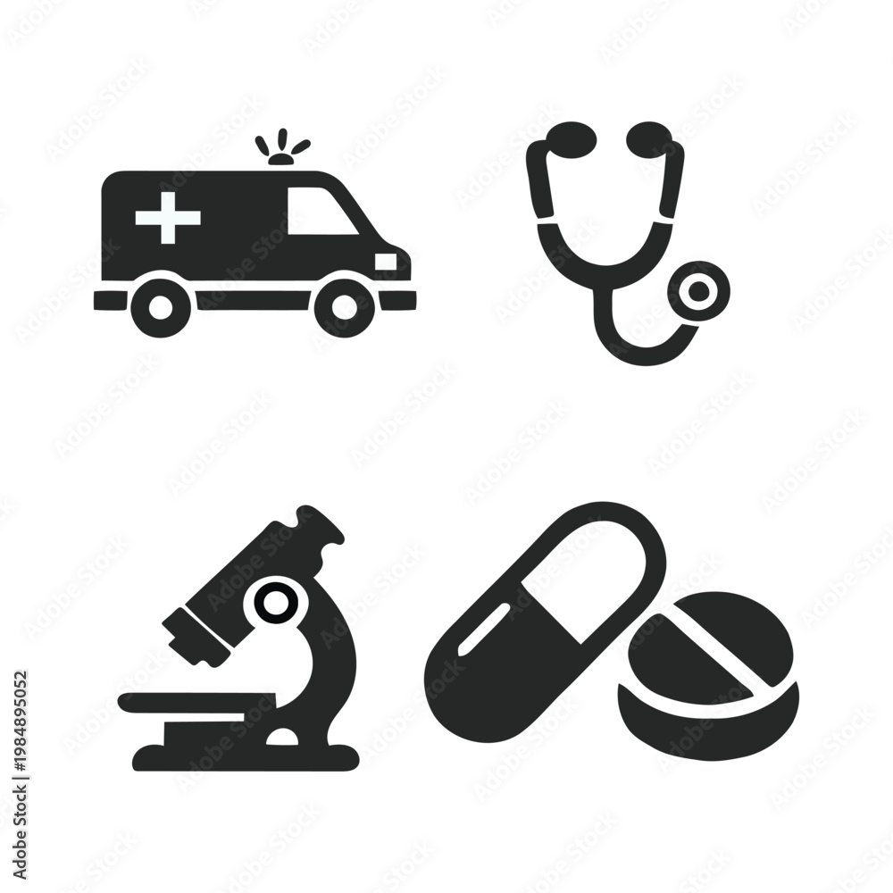 Fototapeta premium Minimalist Medical Healthcare Icons Collection