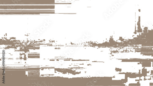 Valokuva Brown glitchy distressed digital error texture with white background and chaotic