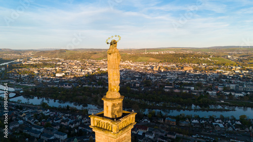 Photos Saint Mary column at the Pulsberg in Trier, Germany, statue overviewing the Mose