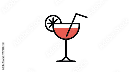 Cocktail Drink Icon Vector with Beverage and Summer Party Symbol