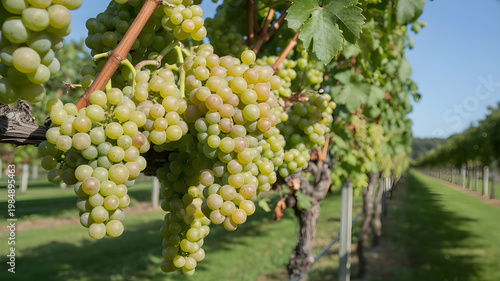 Abundant green grape harvest a bountiful cluster ready for wine production