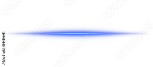 Blue laser light effect horizontal neon line ray streak PNG