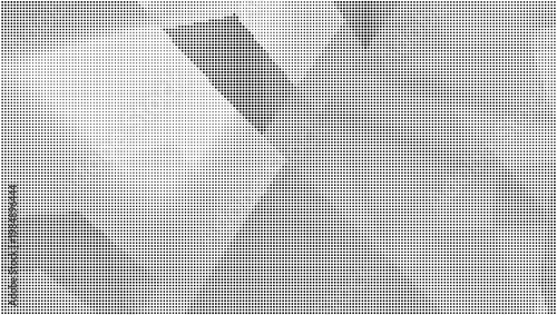 Abstract Black and White Coarse Halftone Dot Pattern with Dark Upper Center Shape, Screen Printed Effect