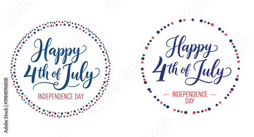 Festive fourth of july watercolor wreath calligraphy design for independence day celebrations