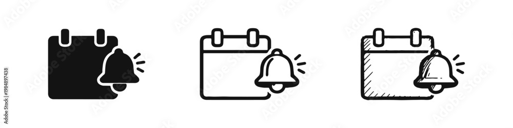 Fototapeta premium Event calendar with alert bell icons for appointments and deadlines
