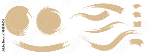 Analog touch materials: brush texture, ink, brush pattern. Modern wave pattern