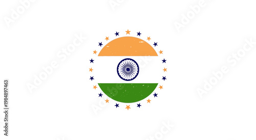 Circular Indian flag emblem representing national pride and sovereignty.