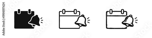 Calendar reminder and notification bell icons for schedule management