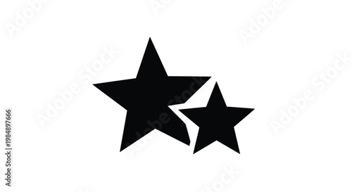 Two black stars of differing sizes on transparent background silhouette