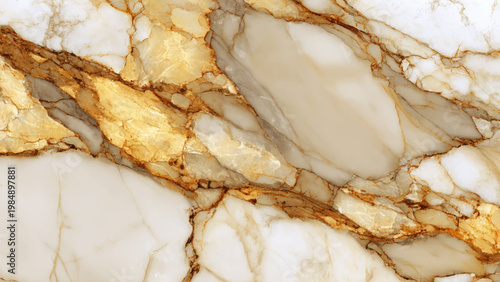 Beautiful white and gold marble texture with brown veins pattern closeup