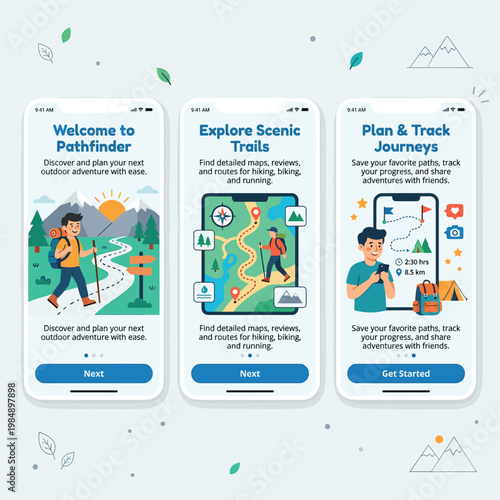 Pathfinder App Screens With Phone With User