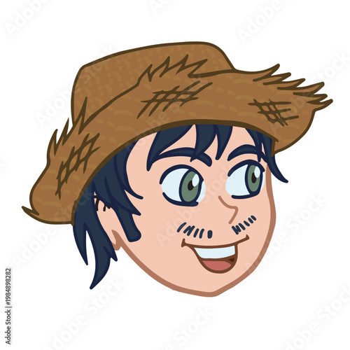 Rustic man from the Brazilian June festival. Isolated on transparent background.