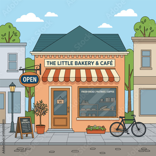 The Little Bakery Cafe In Garden With Plant