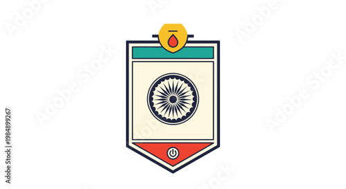 Ashoka Chakra Emblem with Tricolor Banner Representing Indian Heritage and Patriotism.