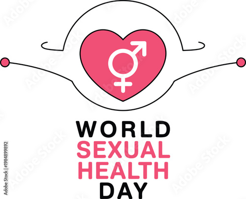 World Sexual Health Day Awareness Logo with Heart and Gender Symbols